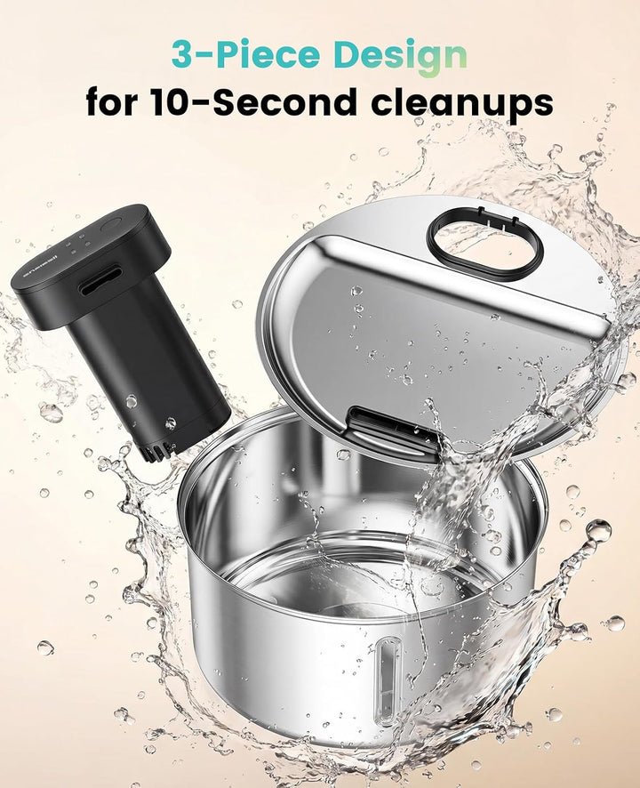 oneisall Wireless Cat Water Fountain for Drinking 3.2L | Stainless Steel Dishwasher Safe Cat Fountain,20db Silent Pump,4000mAh Battery Operated Pet Water Dispenser Motion Sensor
