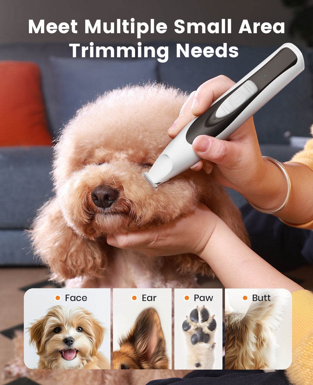Oneisall Low Noise Dog Paw Trimmer with LED Light & 20mm Widen Blade