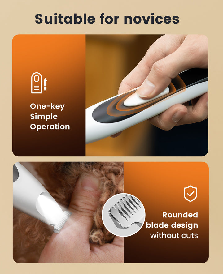 Oneisall Low Noise Dog Paw Trimmer with LED Light & 20mm Widen Blade