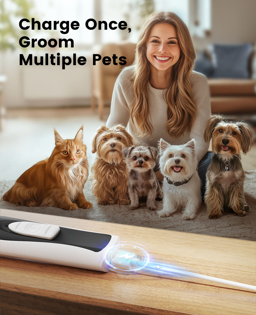 Oneisall Low Noise Dog Paw Trimmer with LED Light & 20mm Widen Blade