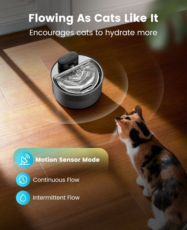 oneisall Wireless Cat Water Fountain for Drinking 3.2L | Stainless Steel Dishwasher Safe Cat Fountain,20db Silent Pump,4000mAh Battery Operated Pet Water Dispenser Motion Sensor